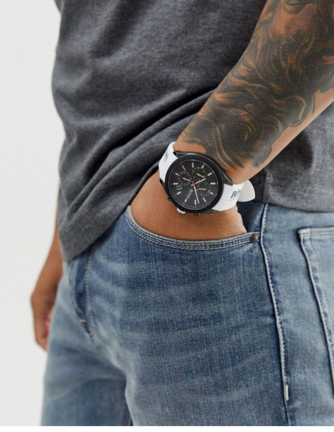 HUGO BOSS Velocity Men's Wrist Watch Chronograph White Strap HB1513718