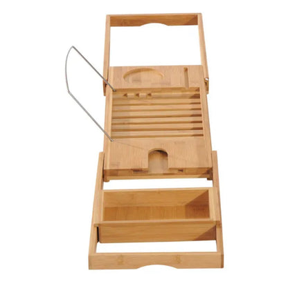 Natural Extendable Bathtub Caddy Tray Bamboo Bath Tub Storage Rack Shelf Holder Bathroom