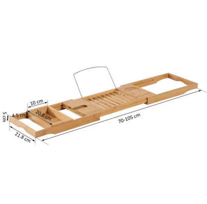 Natural Extendable Bathtub Caddy Tray Bamboo Bath Tub Storage Rack Shelf Holder Bathroom