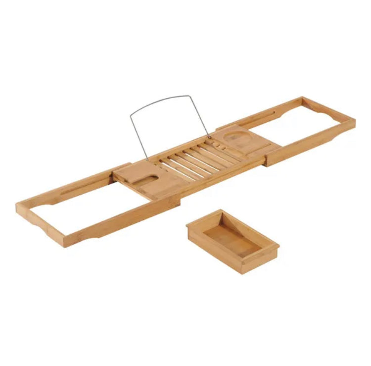 Natural Extendable Bathtub Caddy Tray Bamboo Bath Tub Storage Rack Shelf Holder Bathroom