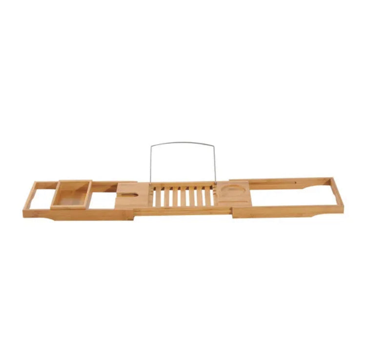 Natural Extendable Bathtub Caddy Tray Bamboo Bath Tub Storage Rack Shelf Holder Bathroom