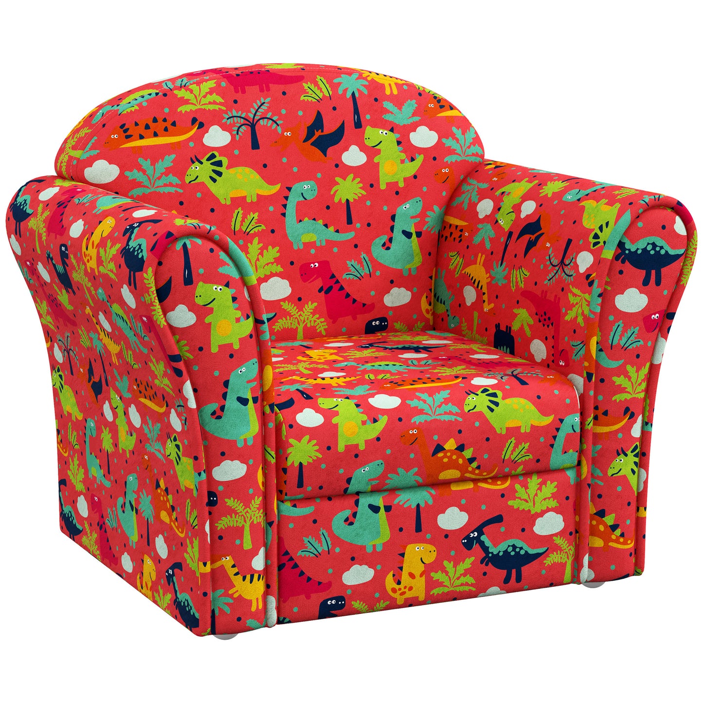 Kids Armchair with Dinosaur / Flamingo Design, Wooden Frame, for Bedroom, Playroom, Kids Room - Different Styles