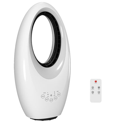 Bladeless Tower Fan | 36dB Quiet | 60° Oscillation | 4-Colour LED | 3 Speeds | 7.5hr Timer | Remote | White