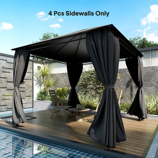 Set of 4 Replacement Gazebo Curtains Sidewalls | UPF30+ Polyester | Roll-Up Mesh Windows | Double-Sided Zip | O-Rings Included | Fits Most 3x3m Gazebos | 300x198cm | Dark Grey