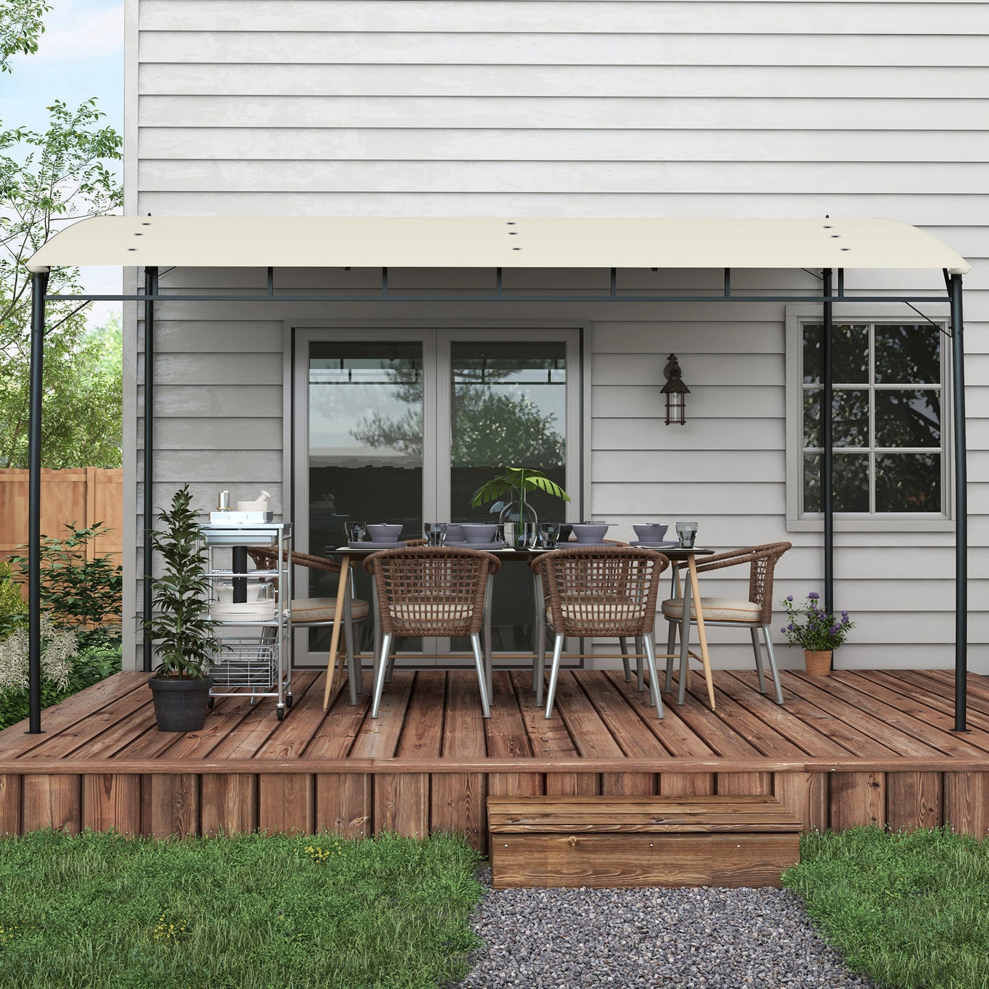 Outsunny 3 x 4m Metal Frame Pergola Sun Shade Canopy - Cream