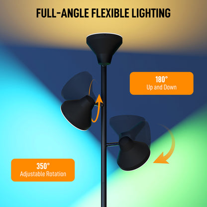 Three-Lamp Multi-Adjustable Floor Light - Black