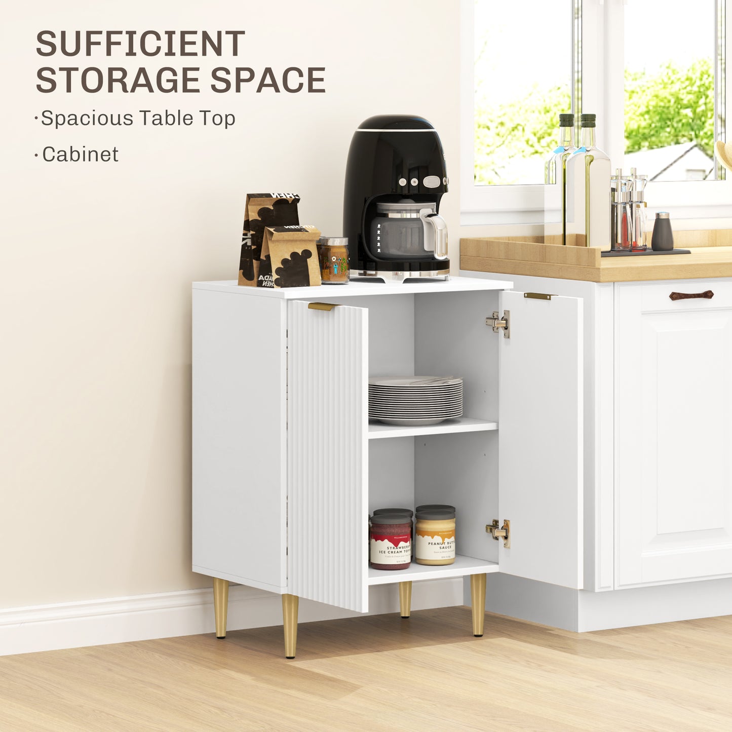 Adjustable Shelf Sideboard Cabinet - White