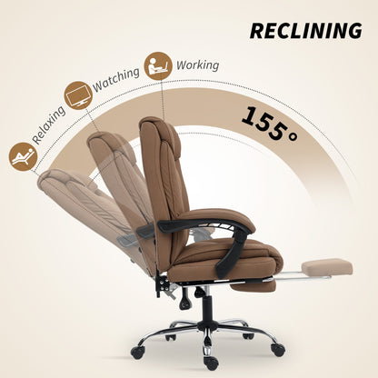 155° Reclining Faux Leather Swivel Office Chair - Brown