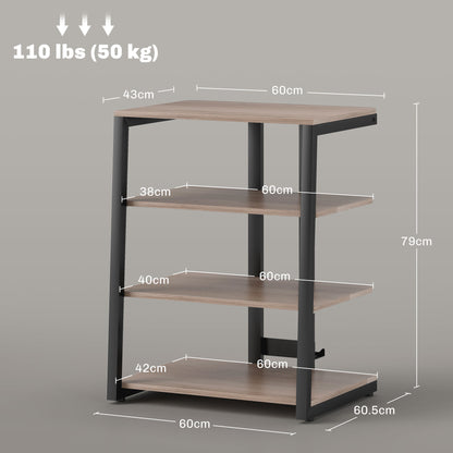 TV Stand Cabinet for 28 Inch TVs, Corner TV Unit with Open Adjustable Shelves and Extension Lead Holder, Entertainment Unit for Living Room, Grey
