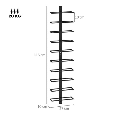 10-Tier Wall Mount Wine Rack, Steel Wall Wine Rack for 10 Wine Bottles, Wall Wine Display Rack for Kitchen, Dining Room, Home Bar, Black