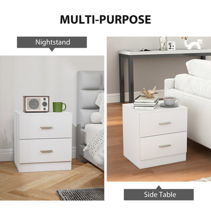 Set of 2 Modern Bedside Tables | 2 Drawers | Clean White Finish | 45x49cm