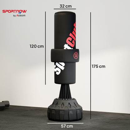 Freestanding Punching Bag with Adjustable Strike Pad | Fillable Base | Height 65–175cm | Boxing Wraps Included | Black