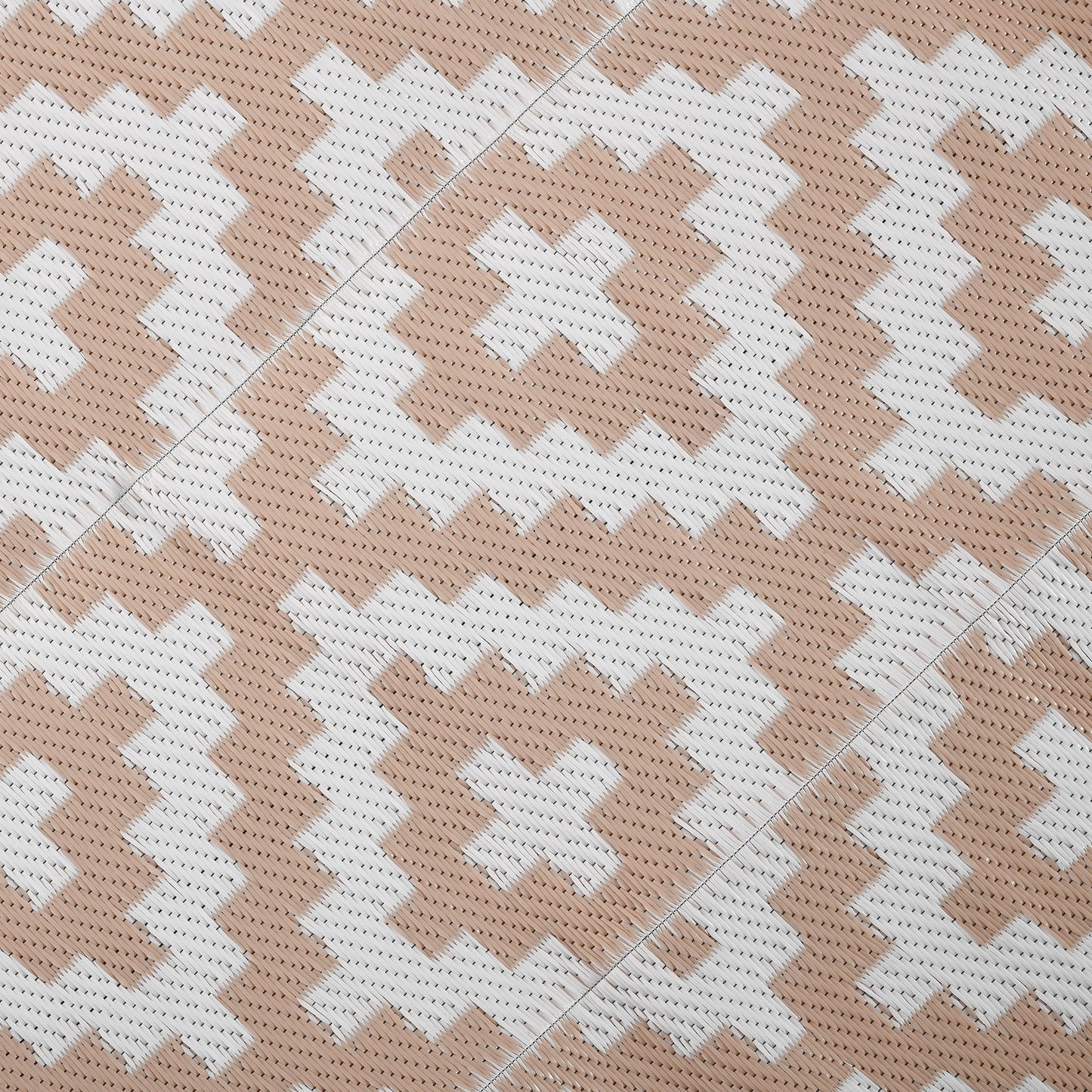 Reversible Outdoor Rug | Waterproof | UV-Resistant Polypropylene 310g | Reinforced Edges | Foldable | 274x182cm | Coffee & White | Patio Garden Camping Beach RV Campervan
