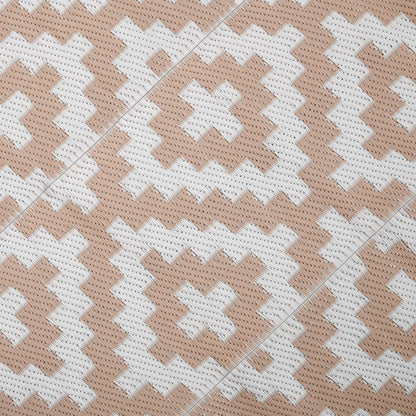 Reversible Outdoor Rug | Waterproof | UV-Resistant Polypropylene 310g | Reinforced Edges | Foldable | 274x182cm | Coffee & White | Patio Garden Camping Beach RV Campervan