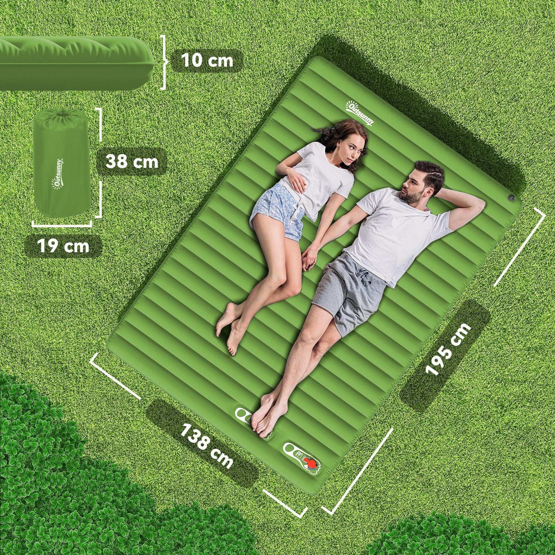 Outsunny 2 Person Camping Inflatable Mattress - Green