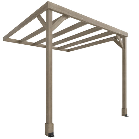 Lean-To Wooden Pergola Kit, Decorative Garden Gazebo with Stable Structure and Concrete Anchors, 2.4 x 2.4m, Light Brown
