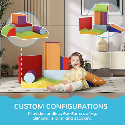 7 Piece Soft Soft Play Set for Toddlers 1-3 Years, Multicoloured