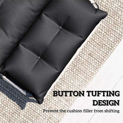 Set of 2 Sun Lounger Cushions | 190x56x10cm | High-Resilience PP Foam | UPF20+ | Fade & Splash Resistant | 220gsm Polyester | 6 Tie Fastenings | Black