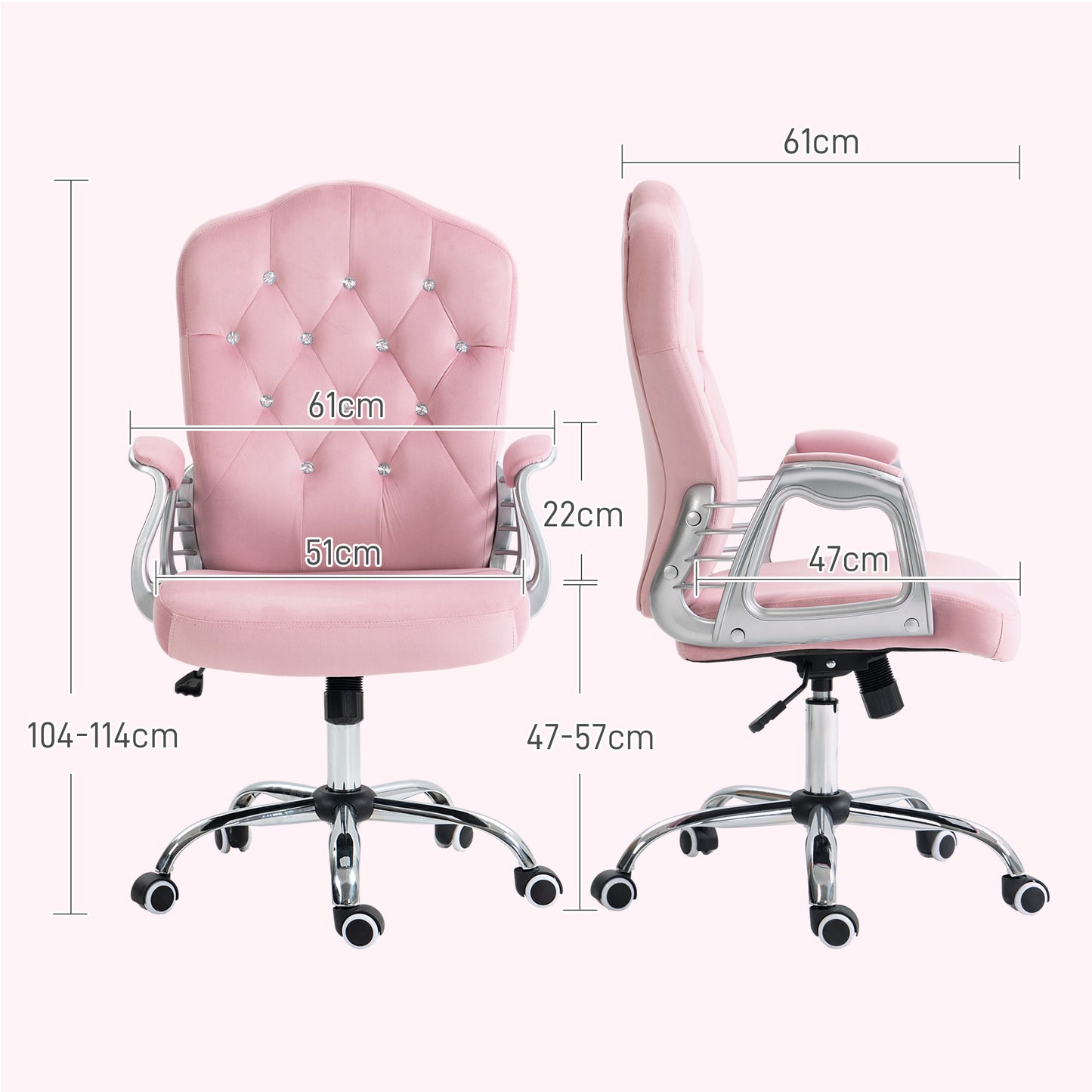 Vinsetto Office Chair Desk Chair with 360 Degree Swivel Wheels Adjustable Height Tilt Function Pink