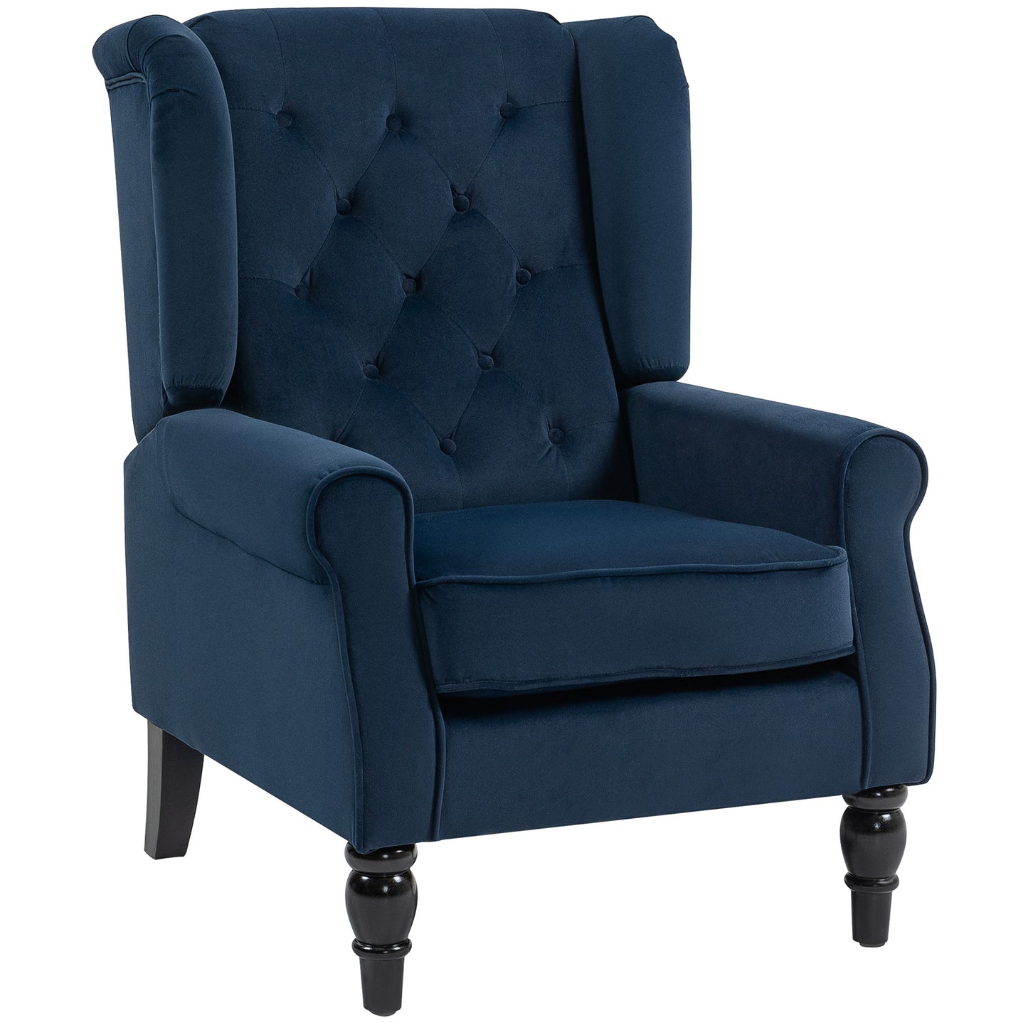 Wingback Accent Chair, Retro Vintage Style Upholstered Button Tufted Occasional Chair for Living Room and Bedroom