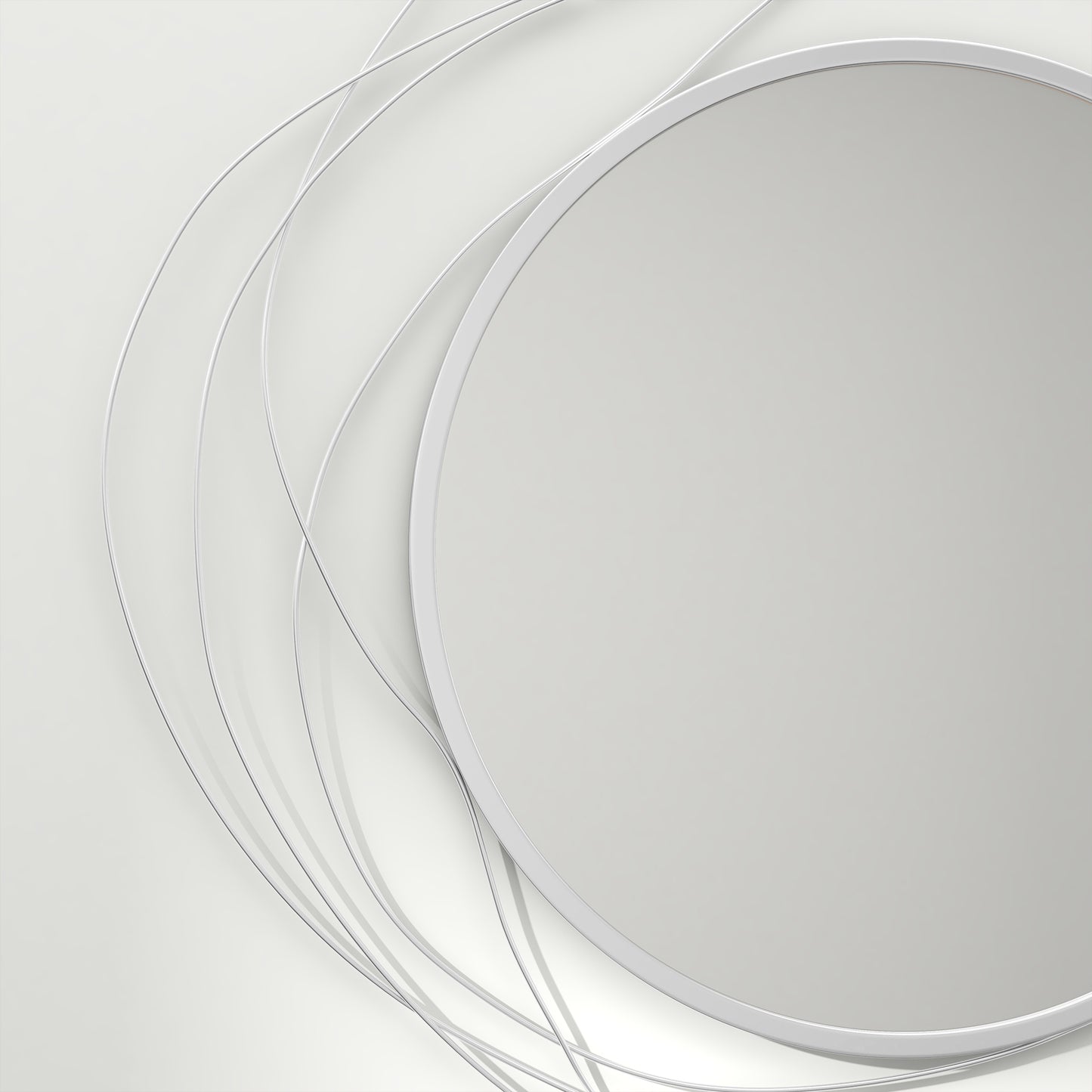 Abstract Metal Wire Wall Mirror, with Accessories - Silver