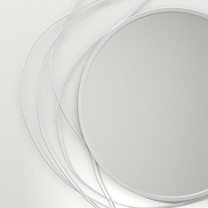 Abstract Metal Wire Wall Mirror, with Accessories - Silver