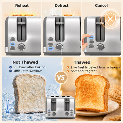 Kettle & Toaster Set | Grey Stainless Steel 1.7L 3000W Fast-Boil Kettle with 4-Slice Toaster