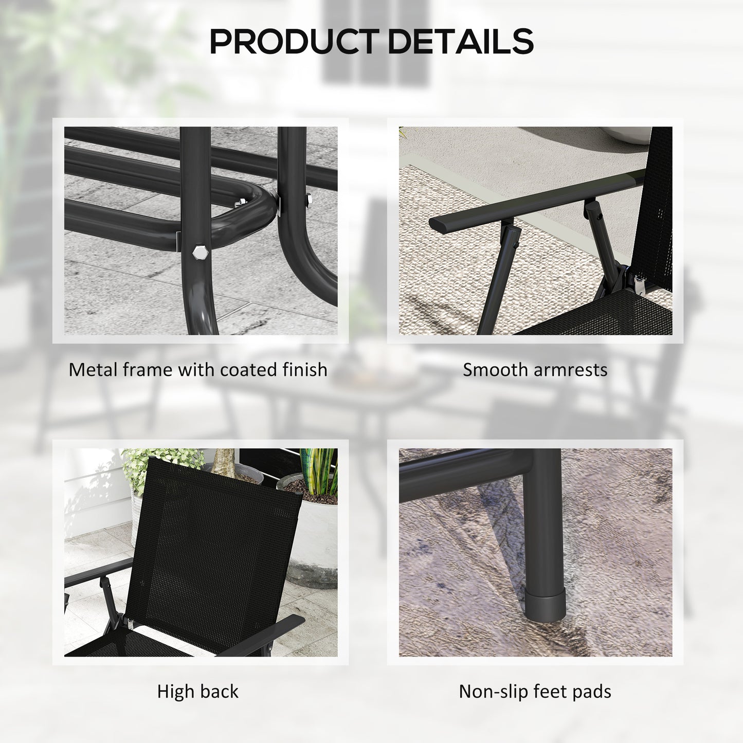 Outsunny 4 Pieces Patio Furniture Set - Black