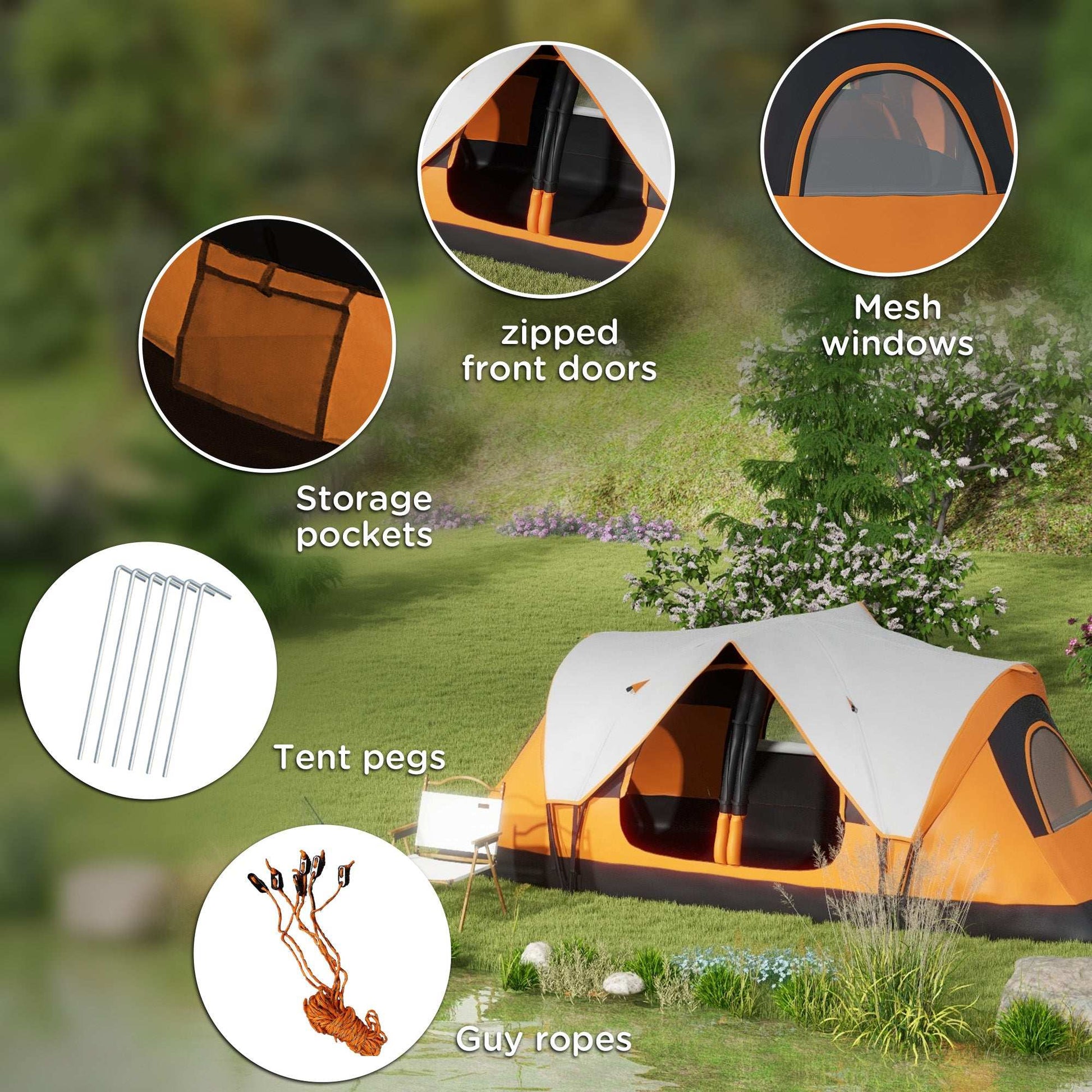 Outsunny Camping Tent for 6-8 Man with 2000mm Waterproof Rainfly and C – Adams Allsorts