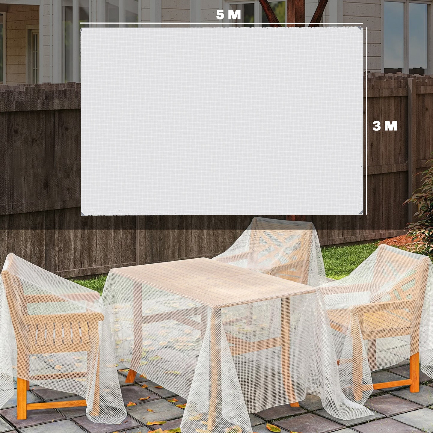 Outsunny 3 x 5m Waterproof Tarpaulin, Heavy Duty 140GSM Tear-Resistant PE Tarp with Reinforced Grommets, UV Protected Cover