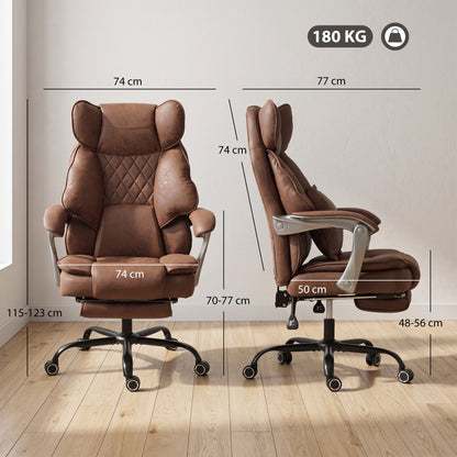 Executive Office Chair | Big & Tall 180kg Reclining Desk Chair with Footrest & Lumbar Support