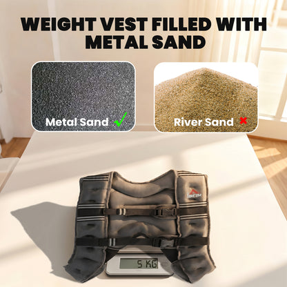 5 kg Weighted Vest | Adjustable Oxford Fabric Running & Walking Training Vest with Mesh Pocket & Reflective Strips | Grey