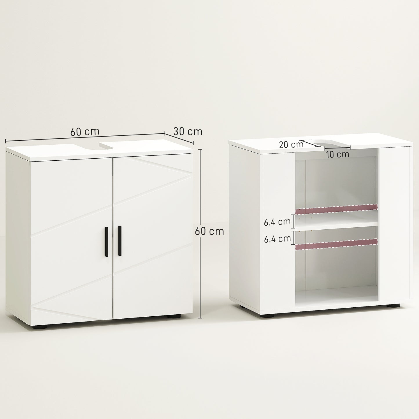 Kleankin Under Sink Cabinet with Shelf - White