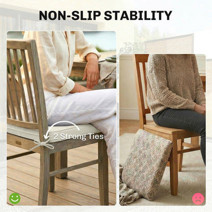 Set of 2 Outdoor Garden Chair Cushions | 7cm Foam | Water-Repellent UV30+ | Zip Cover | Ties | Cream White