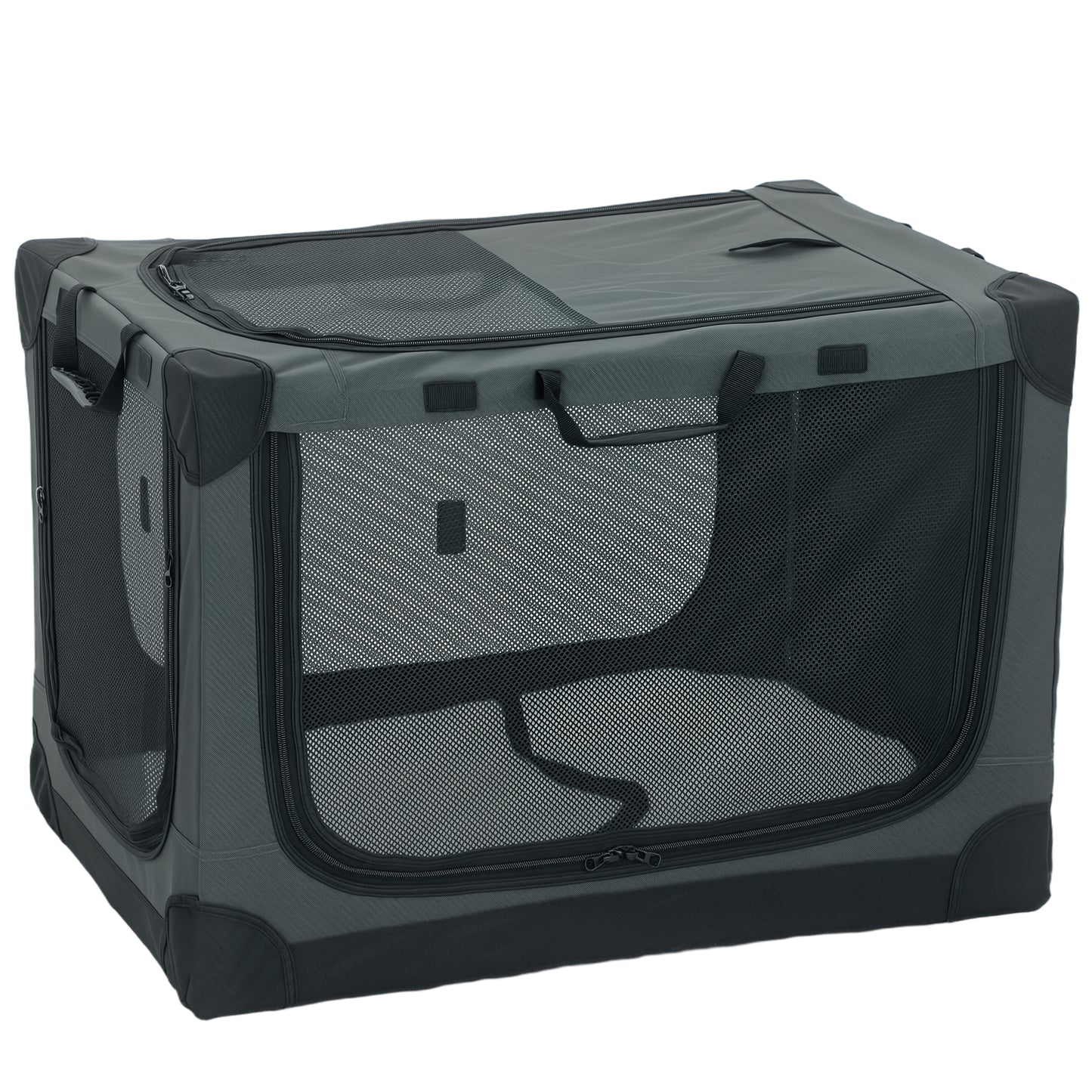 Medium Soft Dog Crate | Pop-Up 8-Rod Frame | 3-Sided Mesh | Full-Zip Closure | Removable Washable Pad | Folds to 54 x 20 x 20cm | Dogs up to 20kg | Army Green