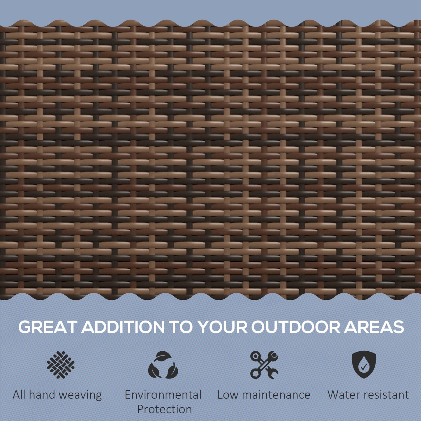 2 Seater Rattan Garden Bench Loveseat | High Back | Armrests | UV & Weather Resistant PE Wicker | Metal Frame | Foot Pads | 240kg | 122x60x85cm | Brown