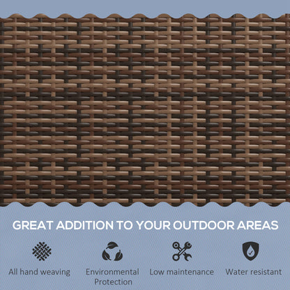 2 Seater Rattan Garden Bench Loveseat | High Back | Armrests | UV & Weather Resistant PE Wicker | Metal Frame | Foot Pads | 240kg | 122x60x85cm | Brown