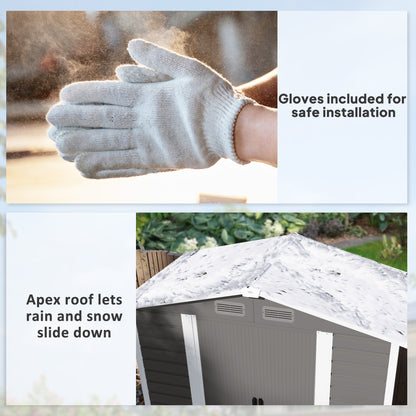 7 x 4ft Garden Shed, Easy to Assemble, Upgraded Galvanised Steel Frame with Foundation Kit, Double Doors with Lock, Outdoor Metal Shed