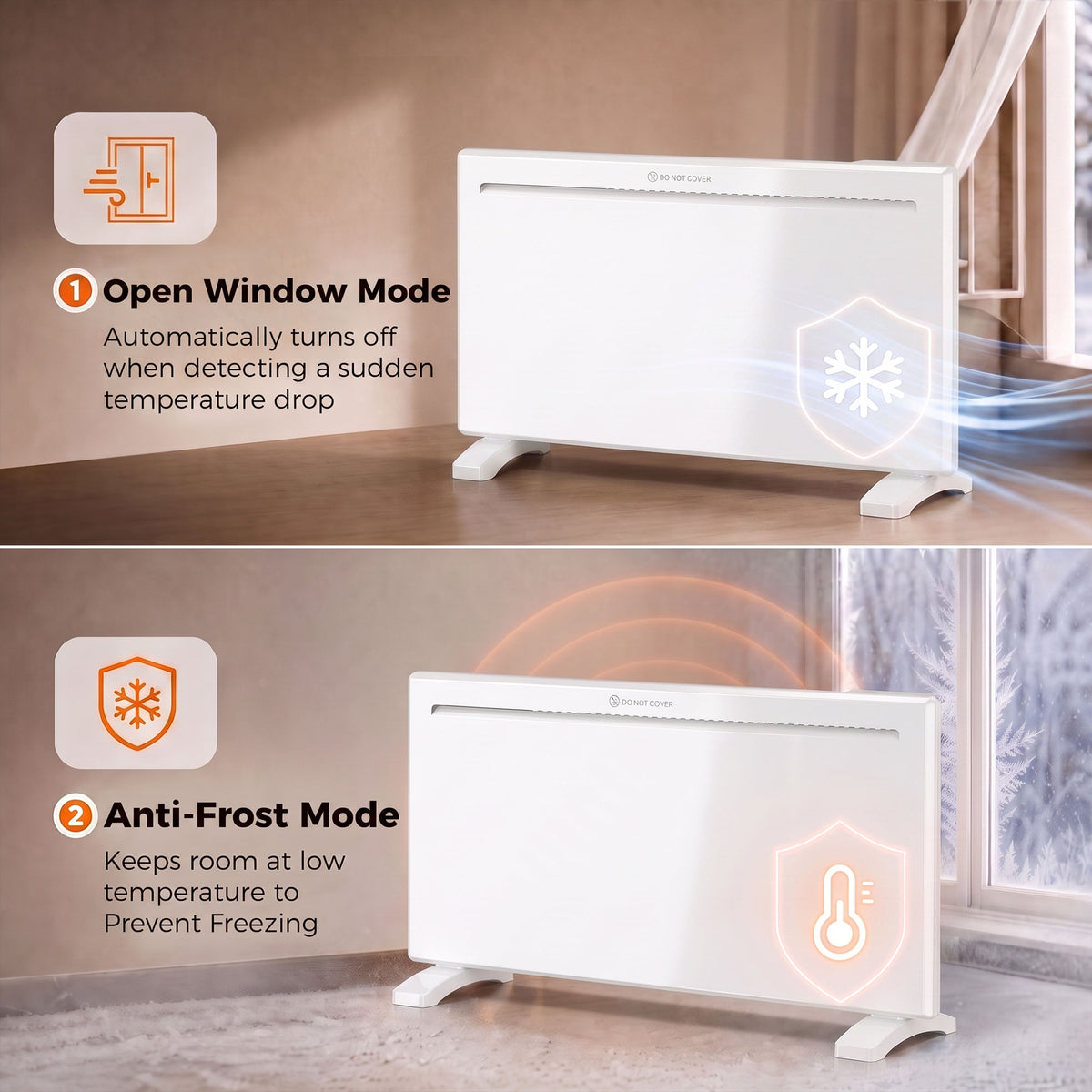 Smart White Panel Heater | WiFi App, Alexa & Google Home | Wall-Mounted or Freestanding Electric Heater | 1000/1500/2000W | Weekly Timer, Anti-Frost & Open Window Detection