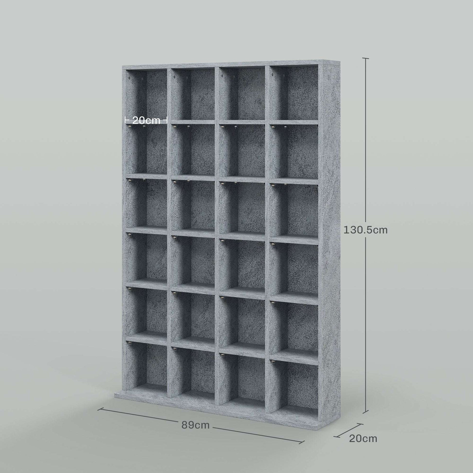 CD Storage Unit with Adjustable Shelves, 89 x 130.5 cm, Cement Grey