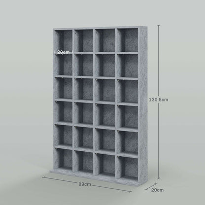 CD Storage Unit with Adjustable Shelves, 89 x 130.5 cm, Cement Grey