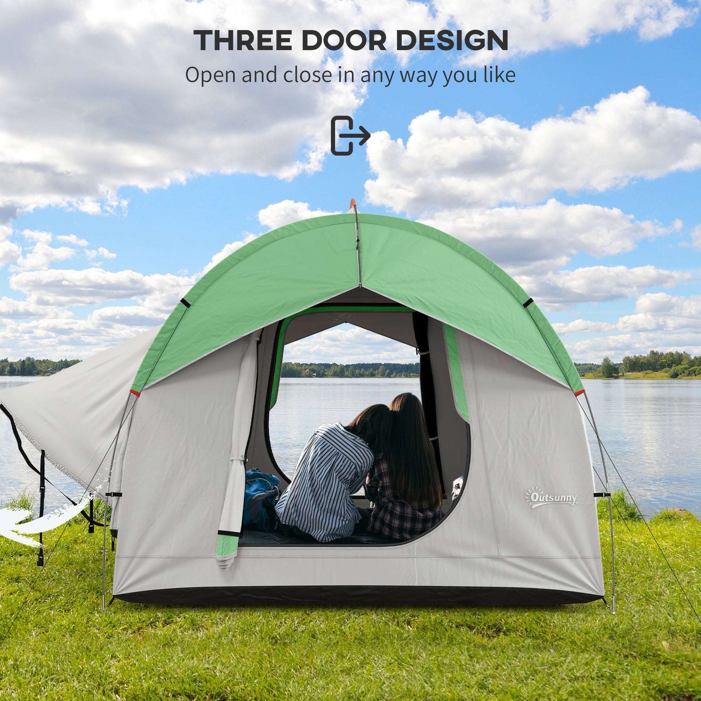 SUV Car Tailgate Tent | 5 Man | 2000mm Waterproof Polyester | Mesh Window | 3 Doors | Standalone or Vehicle-Attached | Ground Stakes & Guy Ropes | 239x210x210cm | Grey & Green | Grey & Blue | Grey & Orange