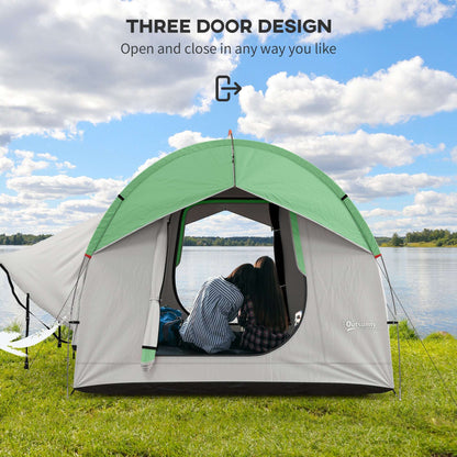 SUV Car Tailgate Tent | 5 Man | 2000mm Waterproof Polyester | Mesh Window | 3 Doors | Standalone or Vehicle-Attached | Ground Stakes & Guy Ropes | 239x210x210cm | Grey & Green | Grey & Blue | Grey & Orange
