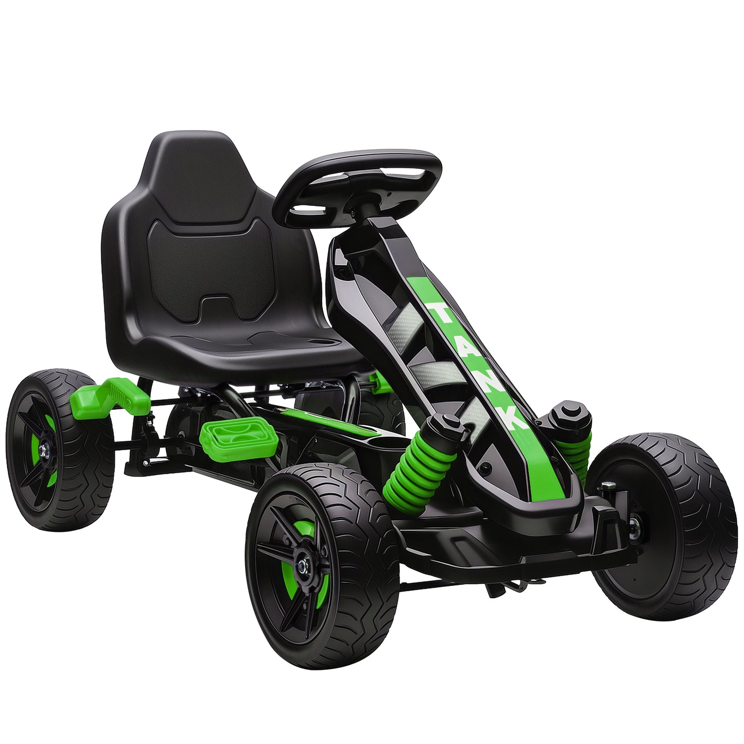 AIYAPLAY Pedal Go kart for Kids Ages 3-6 Years, with Automatic Clutch, Brake, EVA Anti-Slip Wheels, Green / Red / Pink / Blue