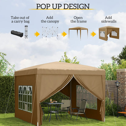 Outsunny 3 x 3(m) Pop Up Gazebo - Khaki