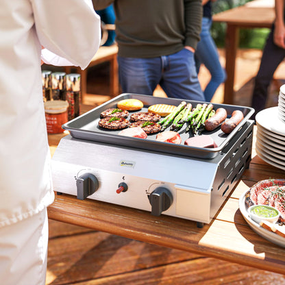 Outsunny Two Burner Portable Gas Grill Portable For Camping Outdoor Cooking
