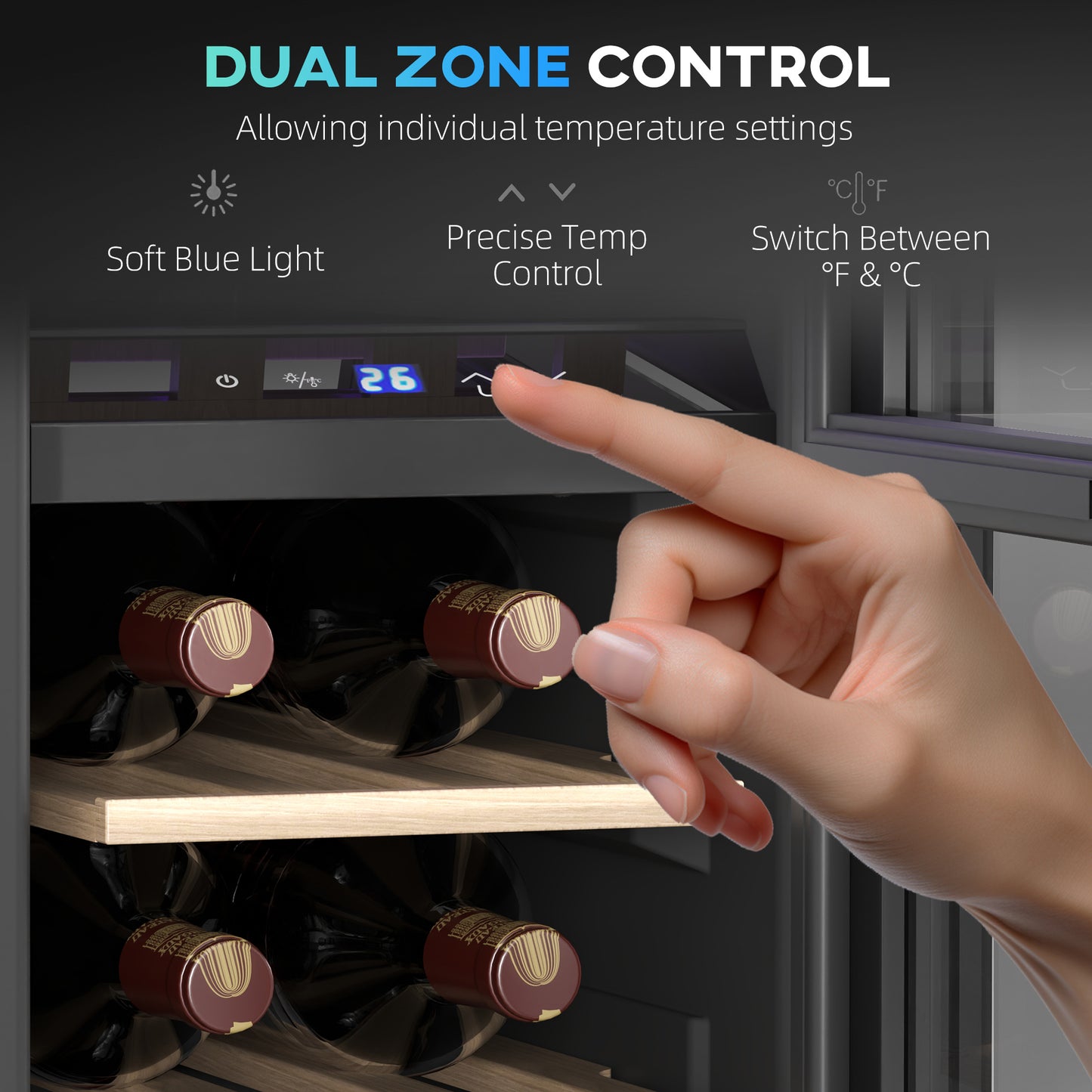 6 Bottle Dual Zone 5-18℃ Wine Fridge - Black