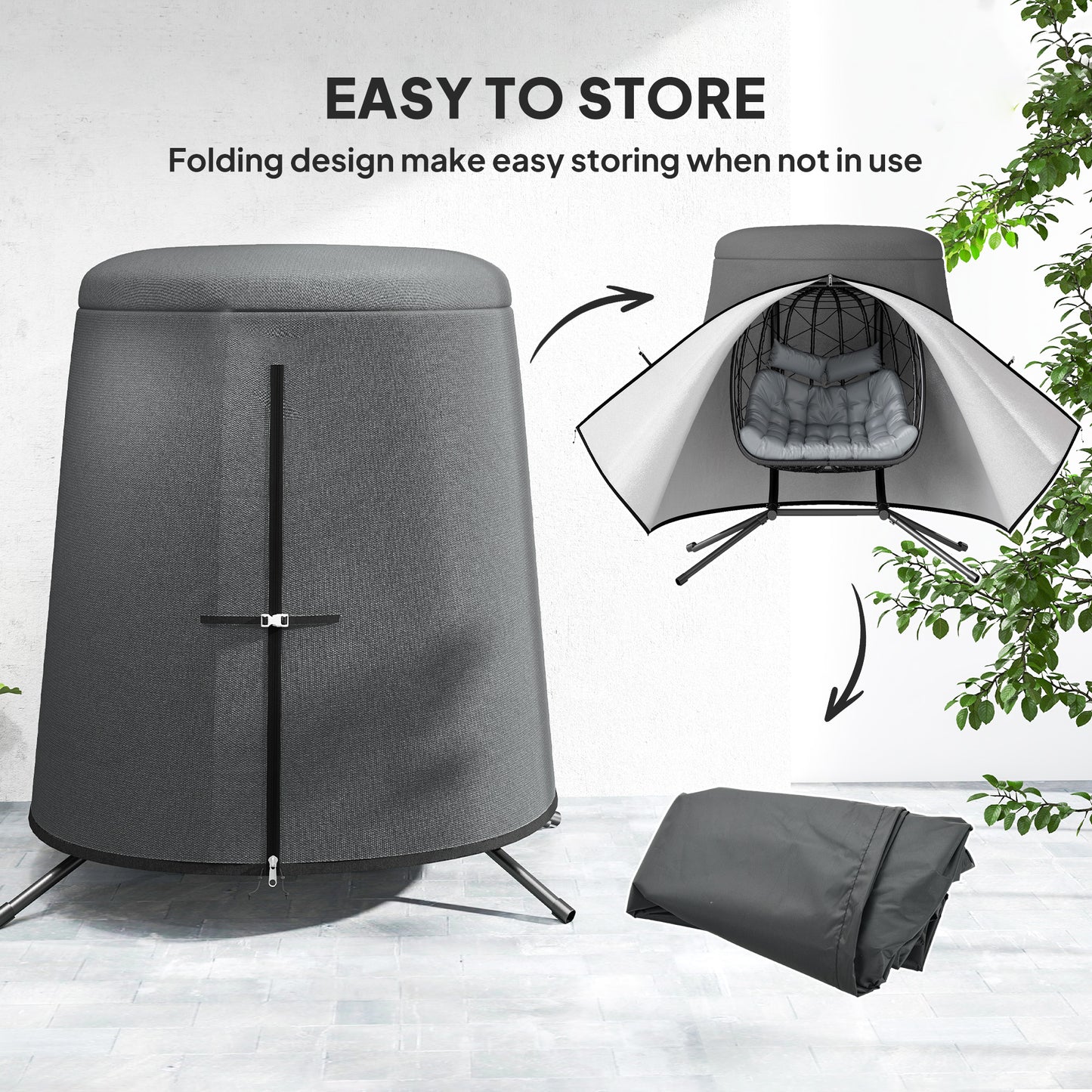 Outsunny 196 x 230 cm Hanging Egg Chair Protective Cover - Grey