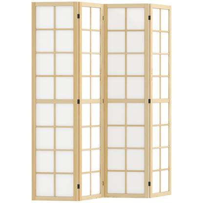 4 Panel Folding Room Divider, Freestanding Room Separator, Indoor Privacy Screen for Living Room, Bedroom, 160 x 170cm
