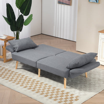 3/2 Seater Sofa Bed, Convertible Bed Settee, Modern Fabric Loveseat Sofa Couch with 2 Cushions for Living Room, Guest Room, Grey